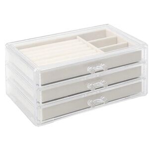 Transparent Acrylic Jewelry Storage Box, Necklace, Earrings and Ring Organizer